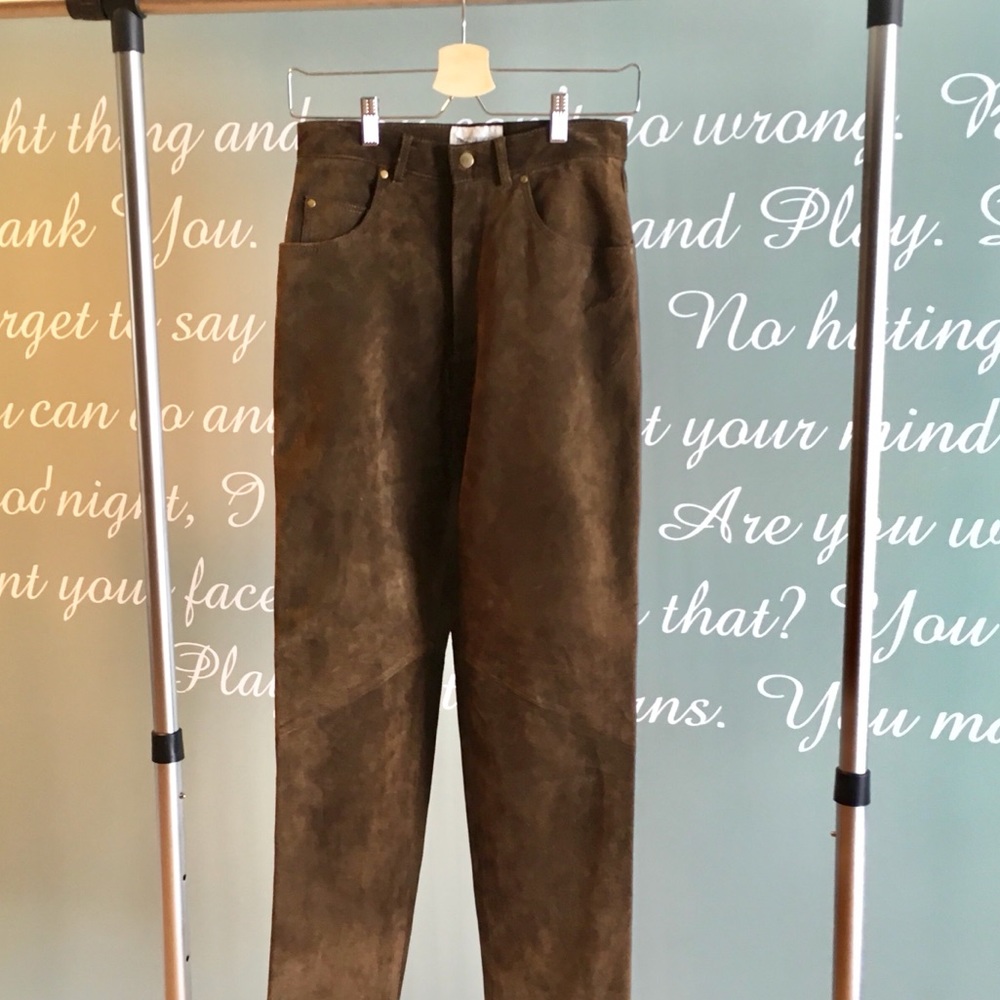 HUGO BUSCATI BRUSHED LEATHER PANTS